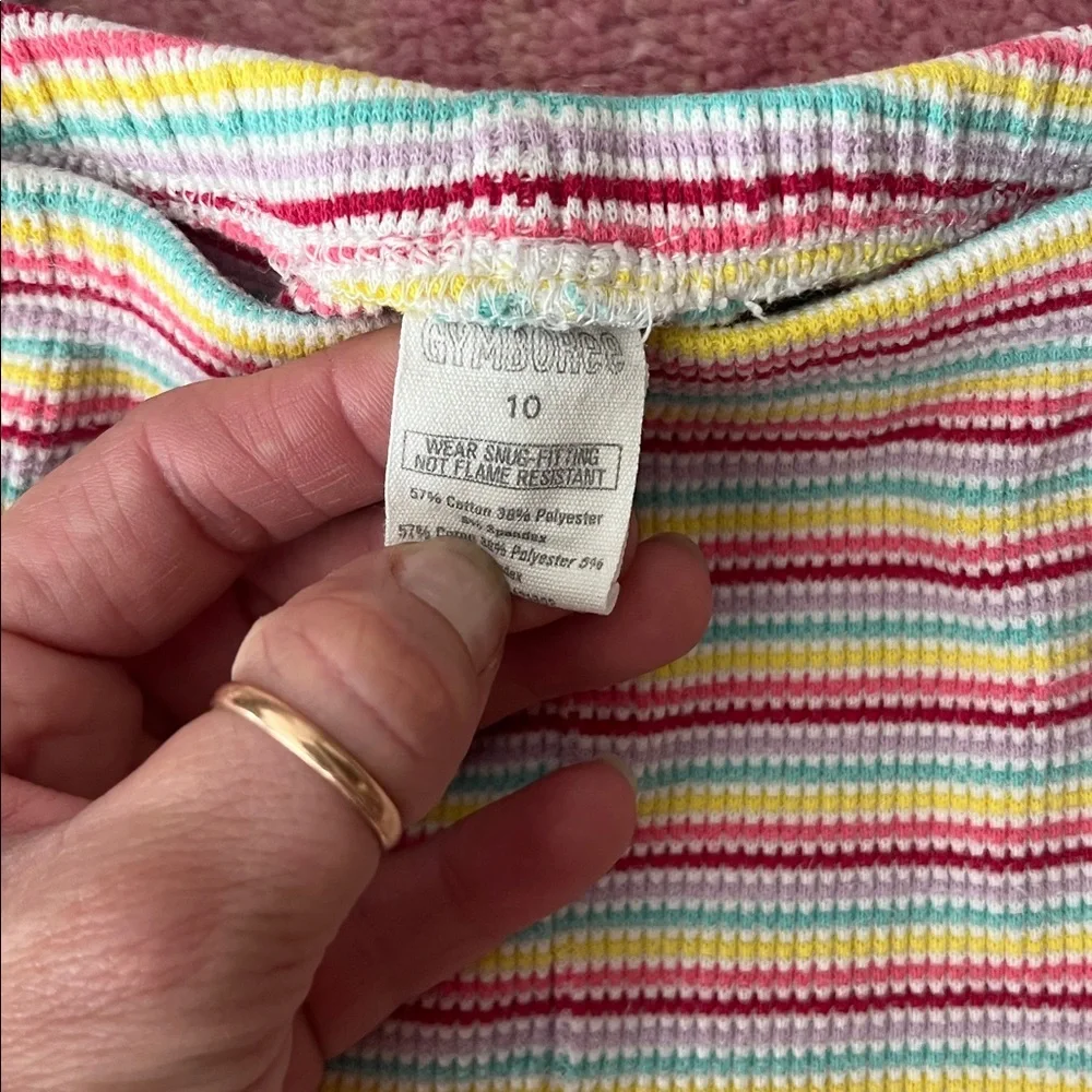 Gymboree Rainbow Colorful Striped Waffle Knit Pajama Set